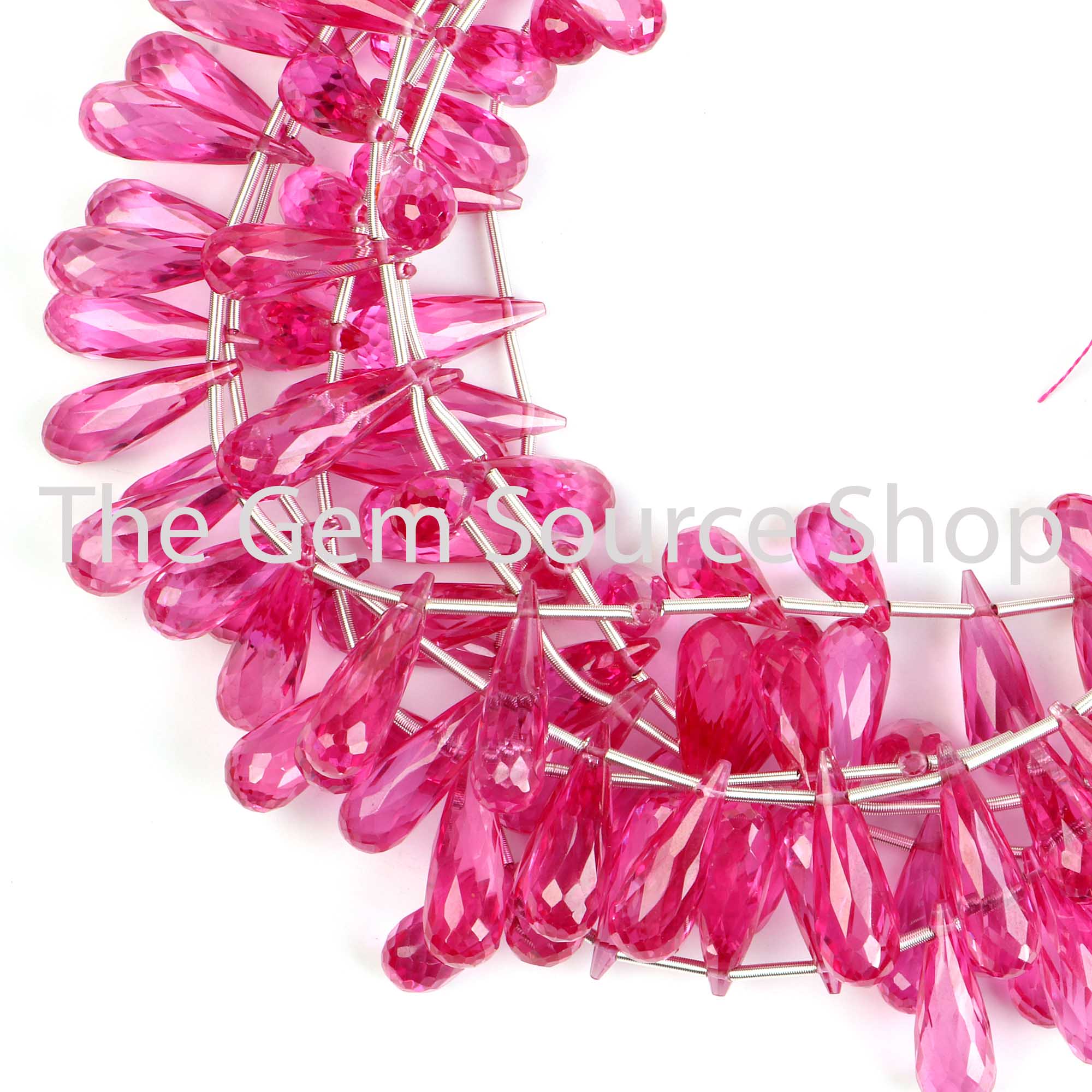 Pink Topaz Cubic Zirconia Faceted Drop Beads TGS-2543
