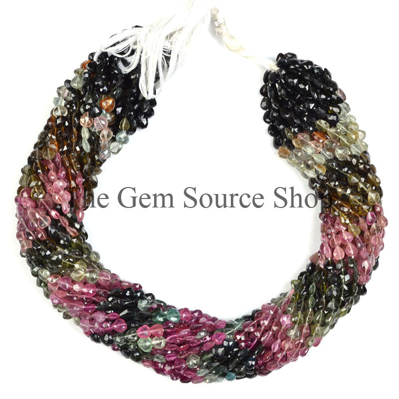 Multi Tourmaline Beads, Multi Tourmaline Heart Shape Beads, Multi Tourmaline Faceted Beads, Multi Tourmaline Gemstone Beads
