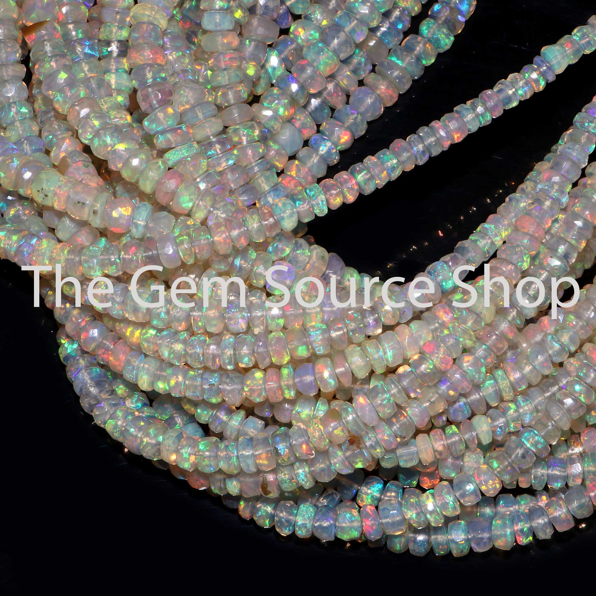 Natural Ethiopian Opal Beads, Ethiopian Opal Faceted Beads, Opal Rondelle Shape Beads, Wholesale Beads