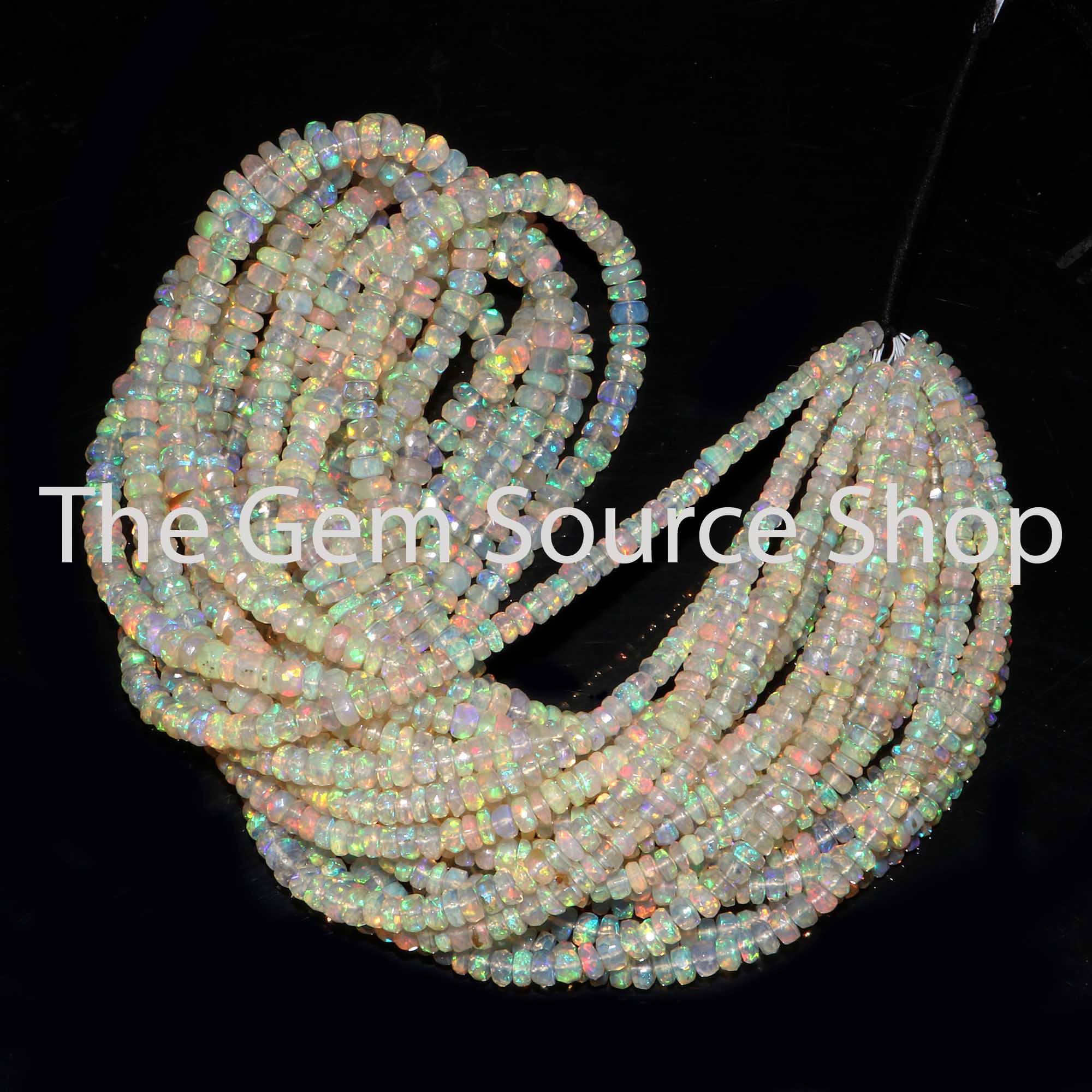 Natural Ethiopian Opal Beads, Ethiopian Opal Faceted Beads, Opal Rondelle Shape Beads, Wholesale Beads