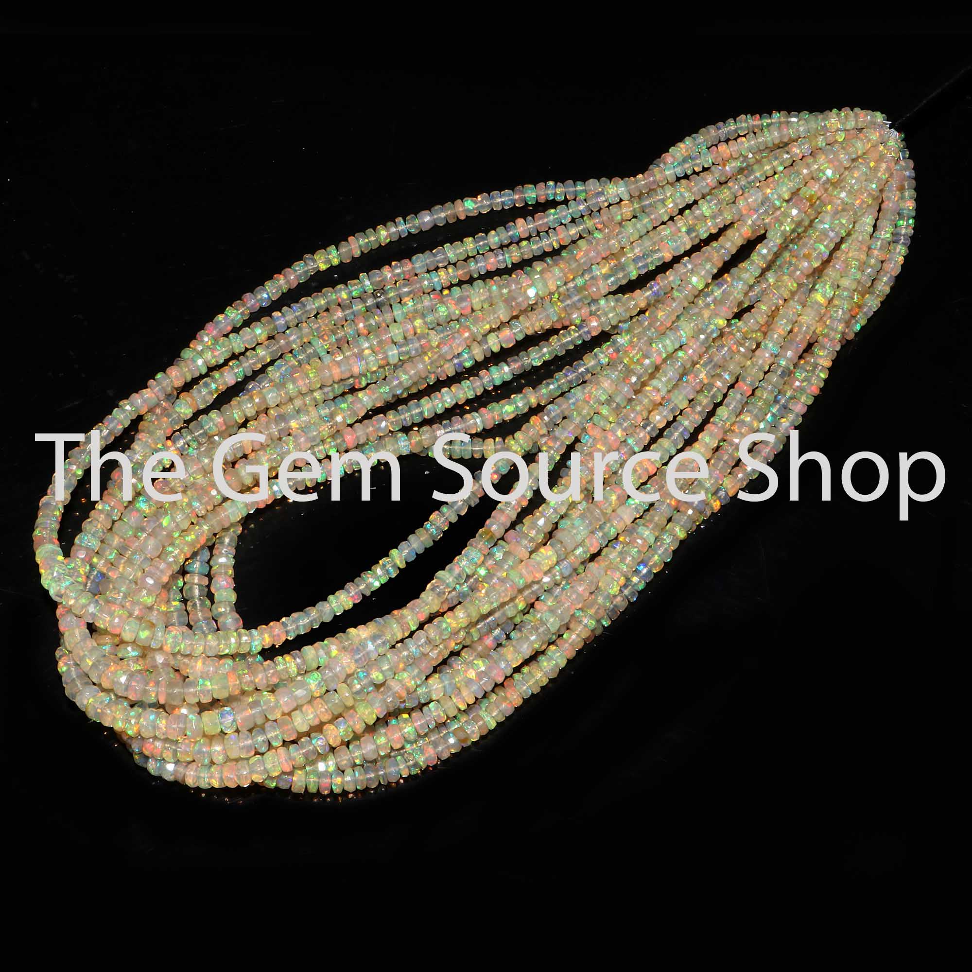 Natural Ethiopian Opal Beads, Ethiopian Opal Faceted Beads, Opal Rondelle Shape Beads