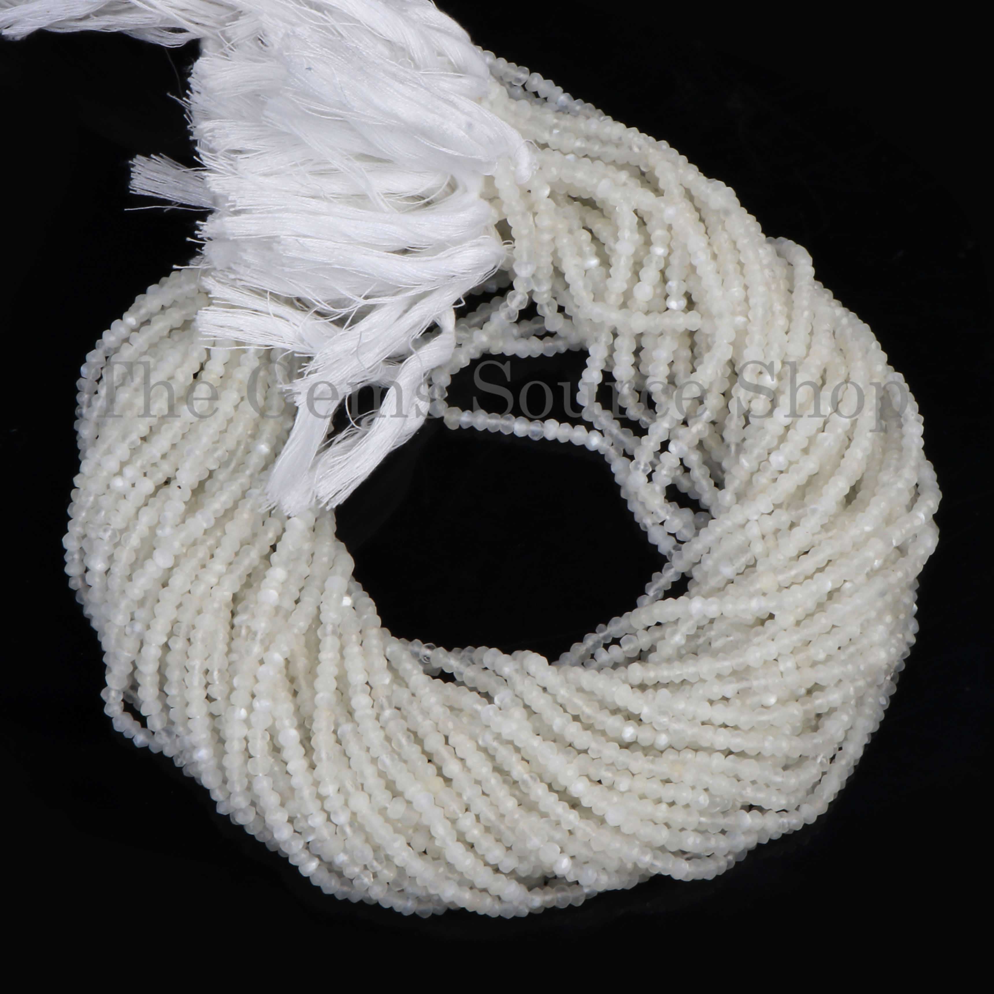 White Moonstone Faceted Rondelle Shape Beads TGS-2561