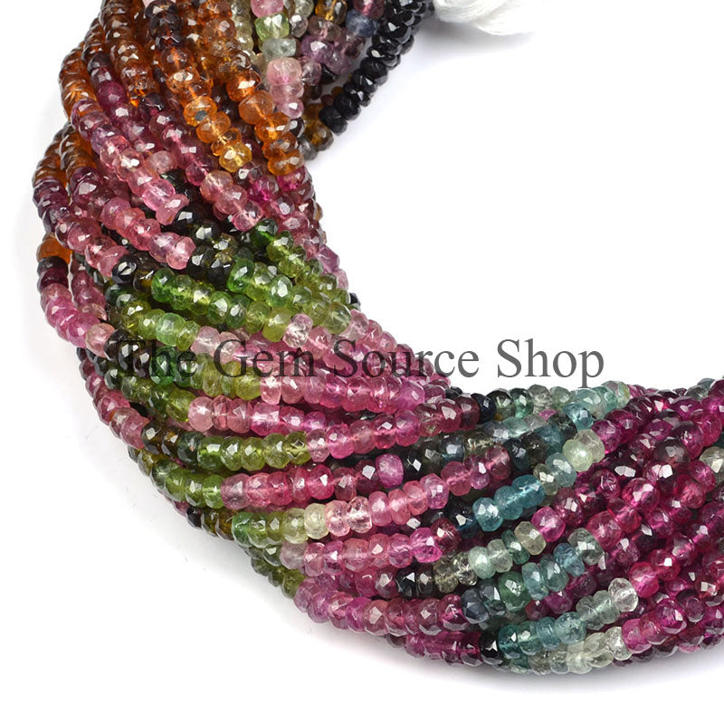 4.50-5.50MM Multi Tourmaline Faceted Rondelle Shape Beads TGS-0263