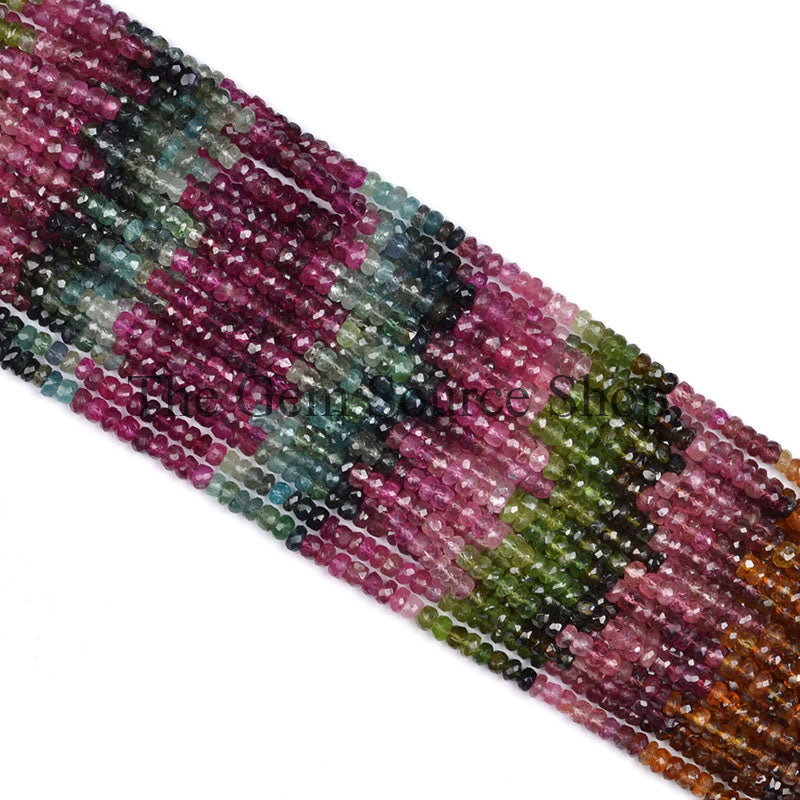 4.50-5.50MM Multi Tourmaline Faceted Rondelle Shape Beads TGS-0263