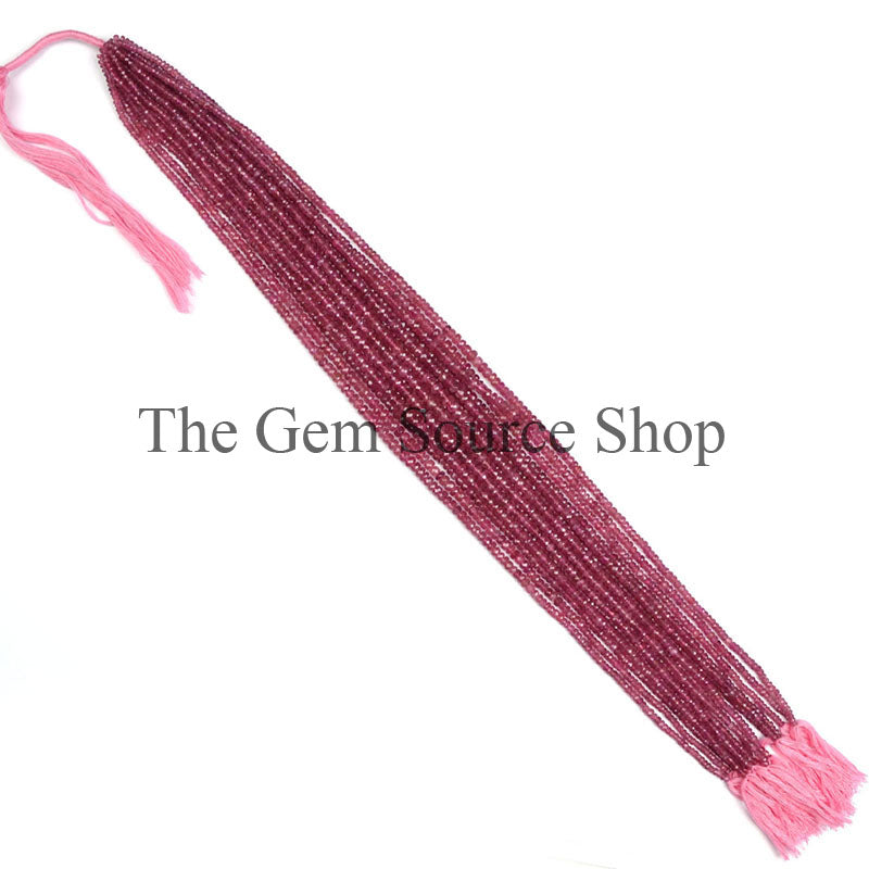 Pink Tourmaline Faceted Rondelle Shape Beads TGS-0265
