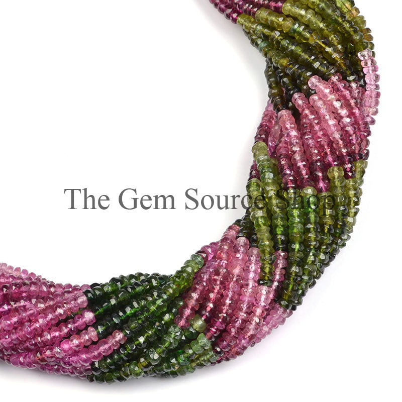 Multi Tourmaline Faceted Rondelle Shape Beads TGS-0267