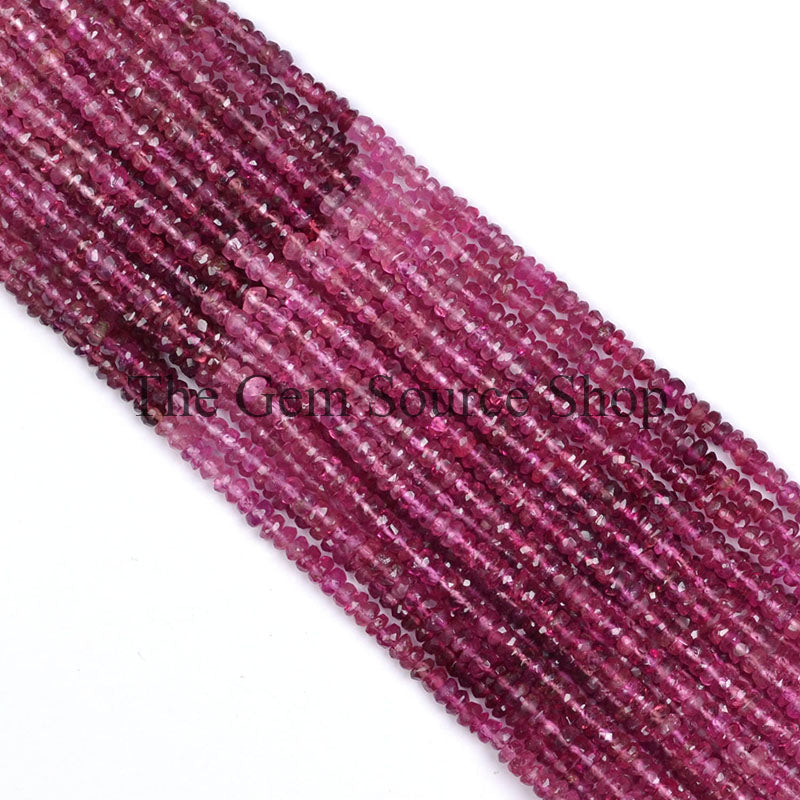 4 MM Rubellite Tourmaline Faceted Rondelle Beads TGS-0273