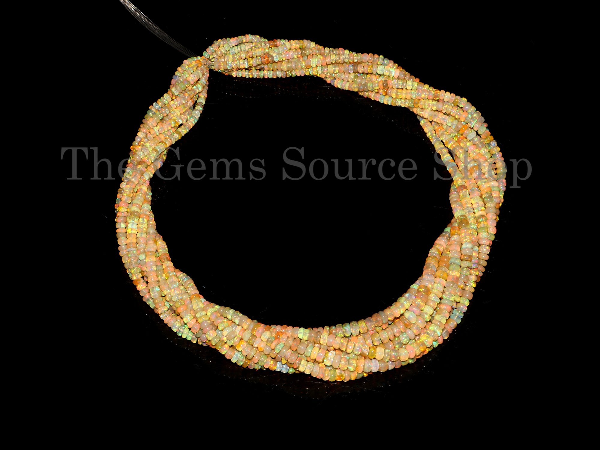 Natural Ethiopian Opal Beads, Smooth Rondelle, Fire Opal Rondelle Beads,