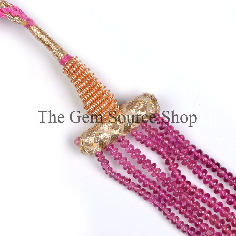 Rubelite Tourmaline Smooth Rondelle Beaded Necklace TGS-0283