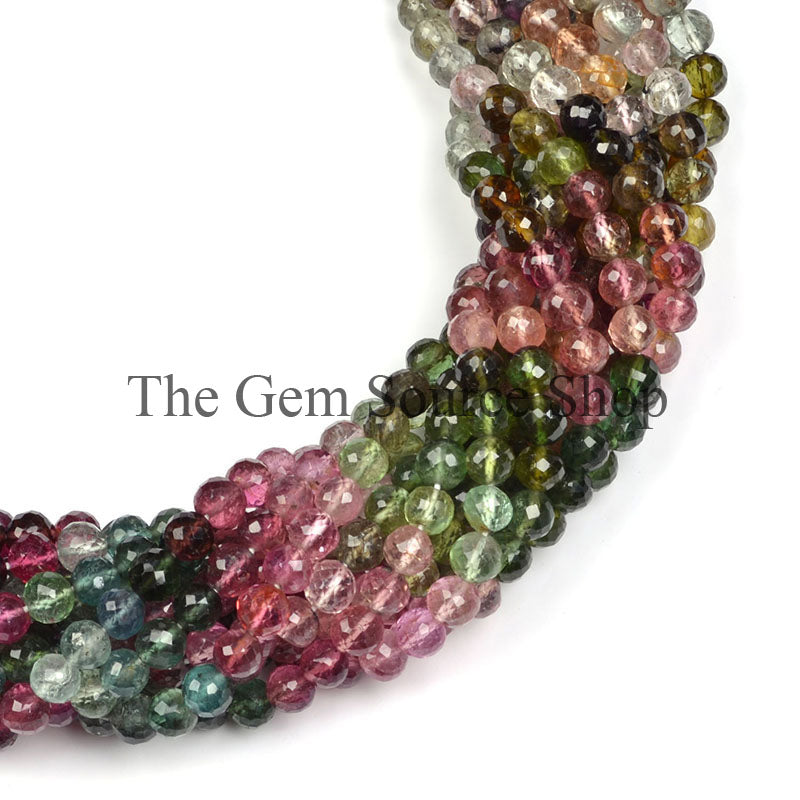 Multi Tourmaline Faceted Round Shape Beads TGS-0293