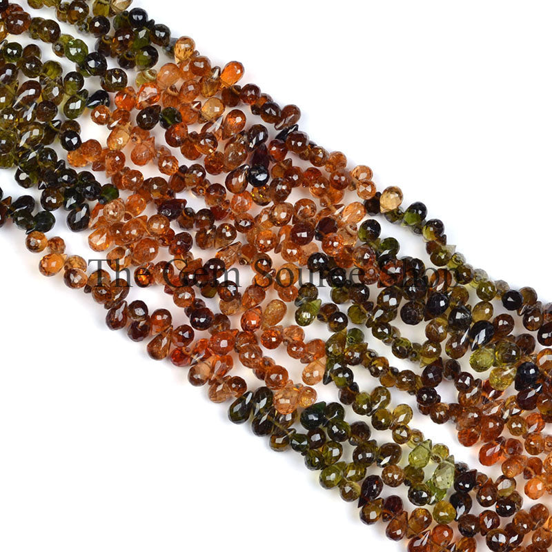 3x5-5x8MM Petro Tourmaline Faceted Side Drill Drop Gemstone Beads TGS-0301