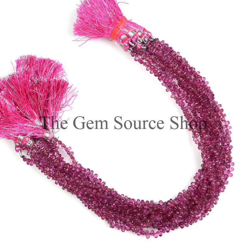 Natural Rubellite Tourmaline Faceted Drop Shape Beads
