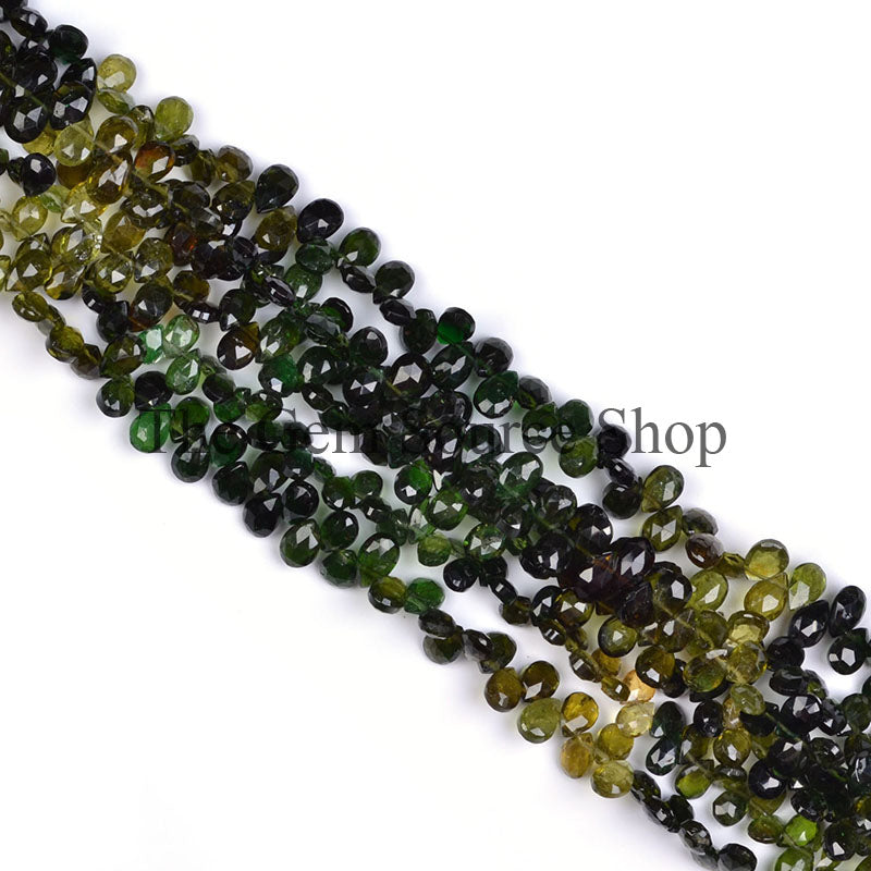 Chrome Tourmaline Faceted Pear Shape Gemstone Beads TGS-0308