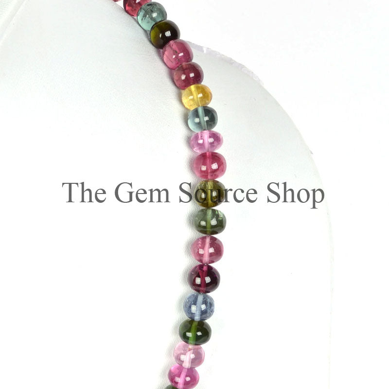 AAA Quality Multi Tourmaline Smooth Rondelle Beaded Necklace TGS-0314