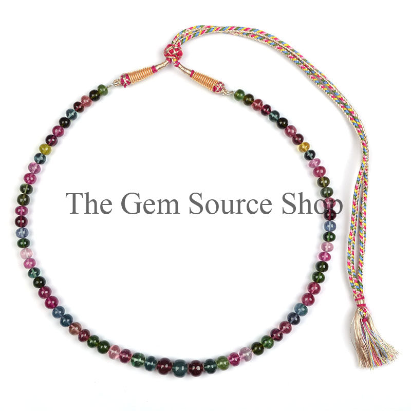 AAA Quality Multi Tourmaline Smooth Rondelle Beaded Necklace TGS-0314