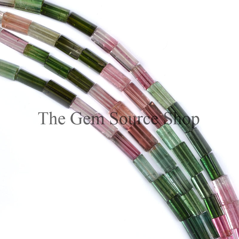 Natural Multi Tourmaline Smooth Tube Shape Gemstone Beads