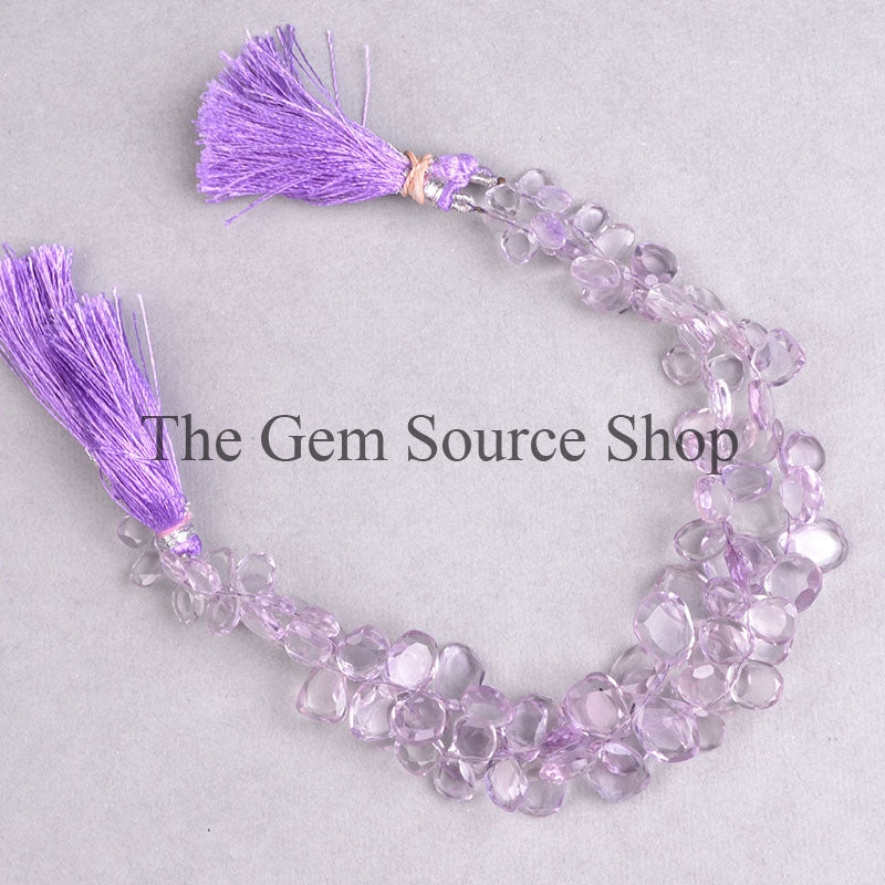 Pink Amethyst Beads, Flat Table Cut Beads, Amethyst Faceted Nugget Beads, Amethyst Gemstone