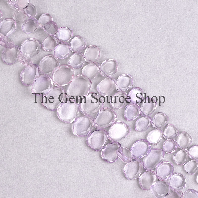 Pink Amethyst Beads, Flat Table Cut Beads, Amethyst Faceted Nugget Beads, Amethyst Gemstone