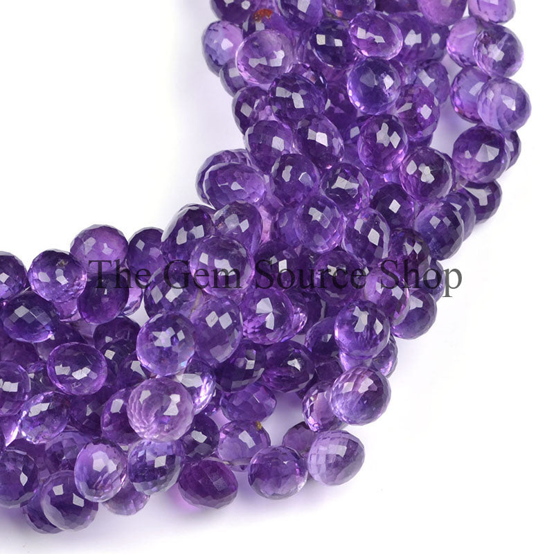 African Amethyst Faceted Onion Shape Gemstone Beads TGS-0329