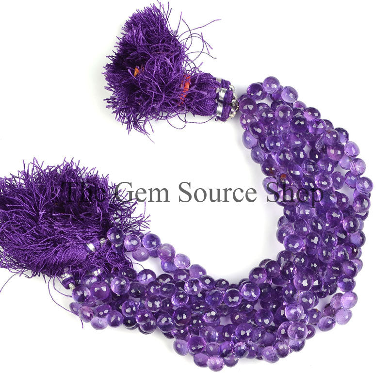 African Amethyst Faceted Onion Shape Gemstone Beads TGS-0329