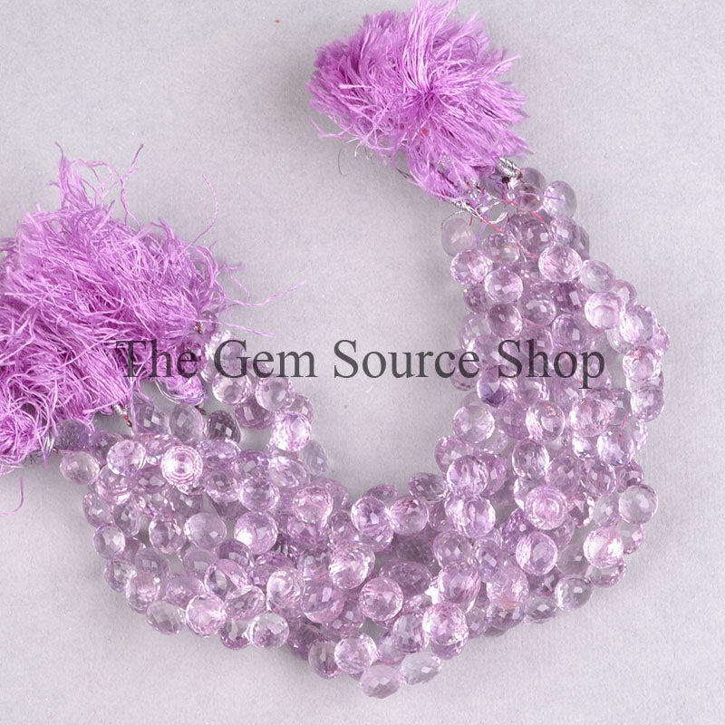 8-9mm Pink Amethyst Faceted Onion Shape Gemstone Beads TGS-0332