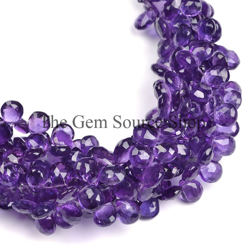 African Amethyst Beads, Amethyst Faceted Beads, Amethyst Pear Shape Beads, Amethyst Gemstone Beads