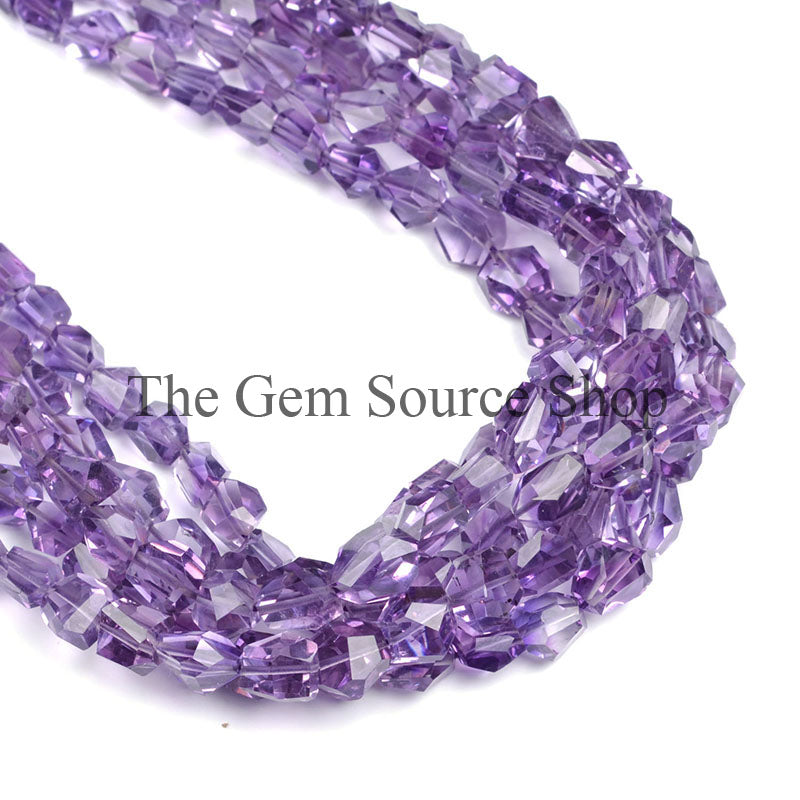 African Amethyst Faceted Nugget Shape Gemstone Beads TGS-0336