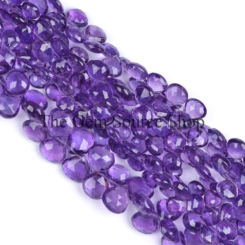 7-12mm Amethyst Faceted Heart Shape Gemstone Beads TGS-0337