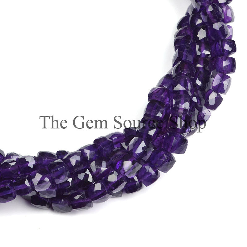 African Amethyst Faceted Box Shape Gemstone Beads TGS-0340