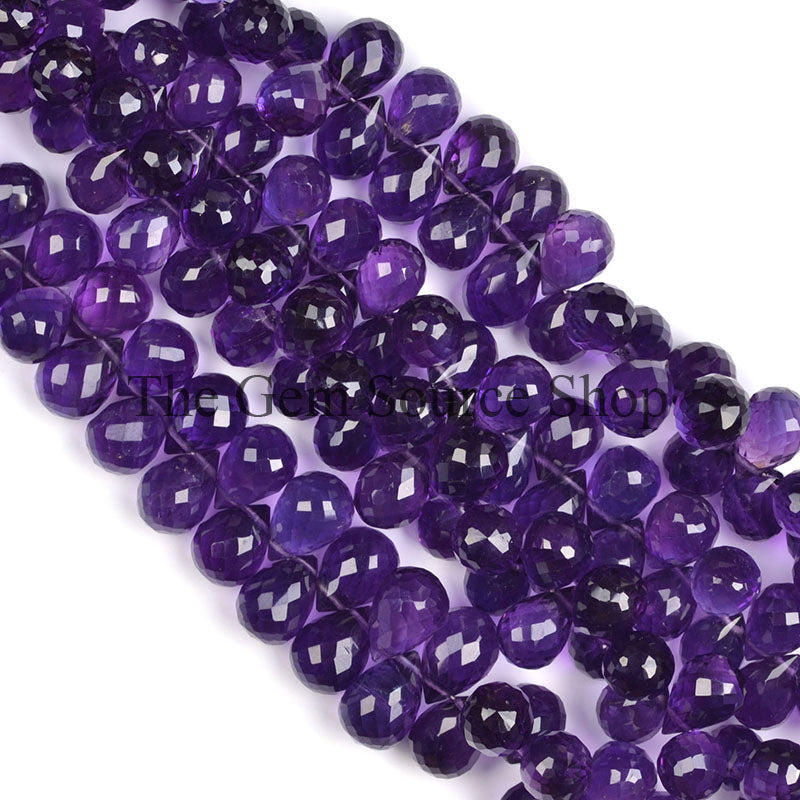 African Amethyst Faceted Side Drill Drop Beads TGS-0341