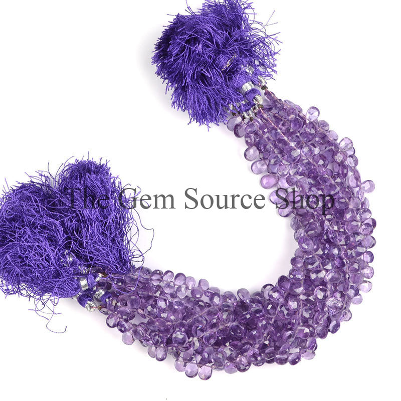 Pink Amethyst Faceted Pear Shape Beads TGS-0342