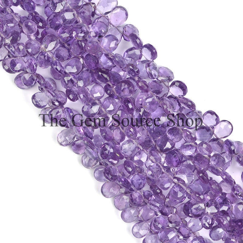 Pink Amethyst Faceted Pear Shape Beads TGS-0342