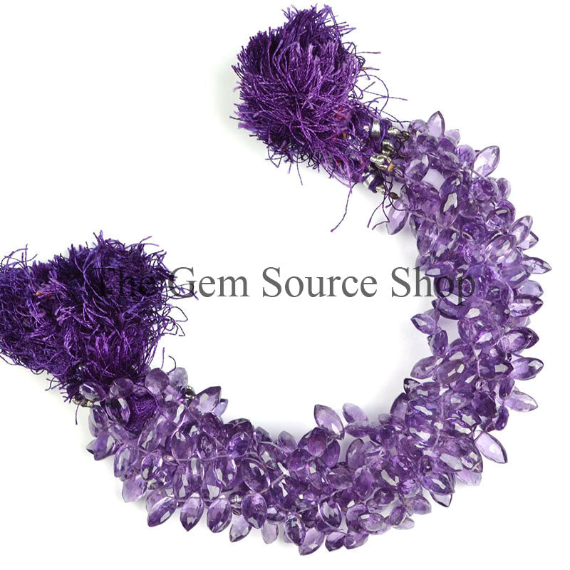 African Amethyst Beads, Amethyst Faceted Beads, Amethyst Marquise Shape Beads, Amethyst Gemstone