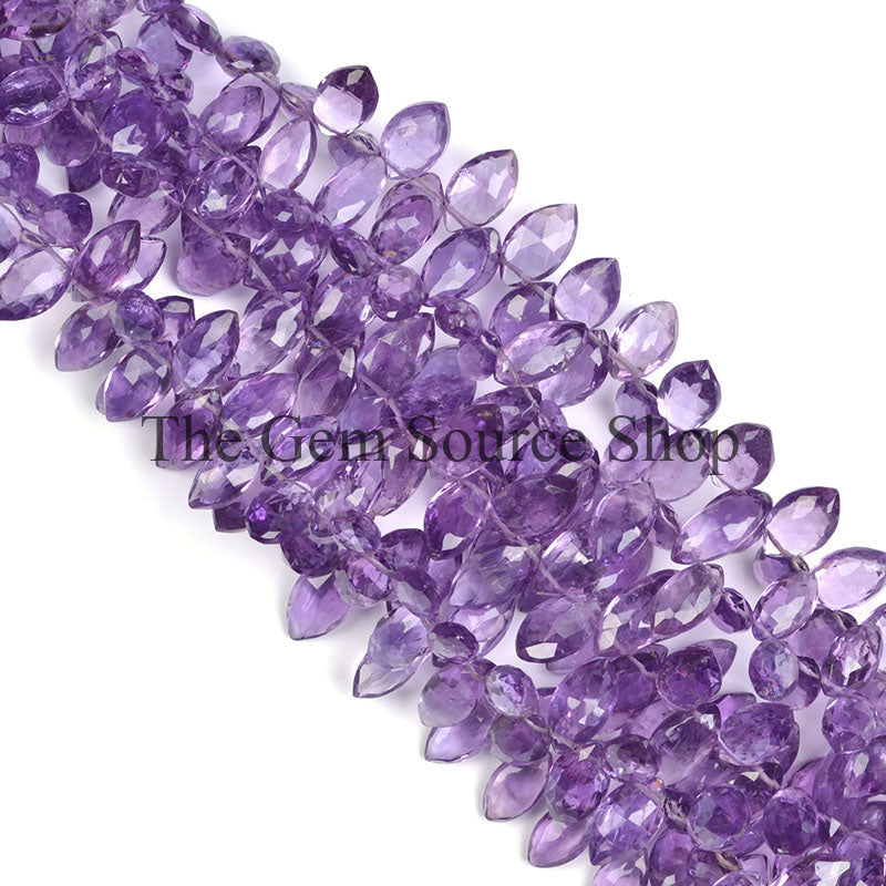 African Amethyst Beads, Amethyst Faceted Beads, Amethyst Marquise Shape Beads, Amethyst Gemstone