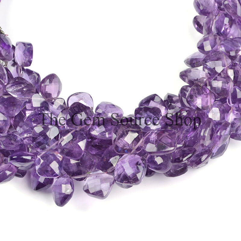 Natural African Amethyst Beads, Cushion Shape Beads, Amethyst Faceted Beads, Amethyst Gemstone