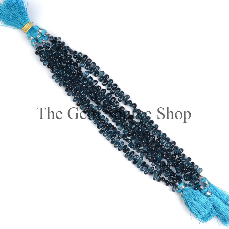 London Blue Topaz Beads, Blue Topaz Faceted Beads, Blue Topaz Drop Beads, Side Drill Drop Beads