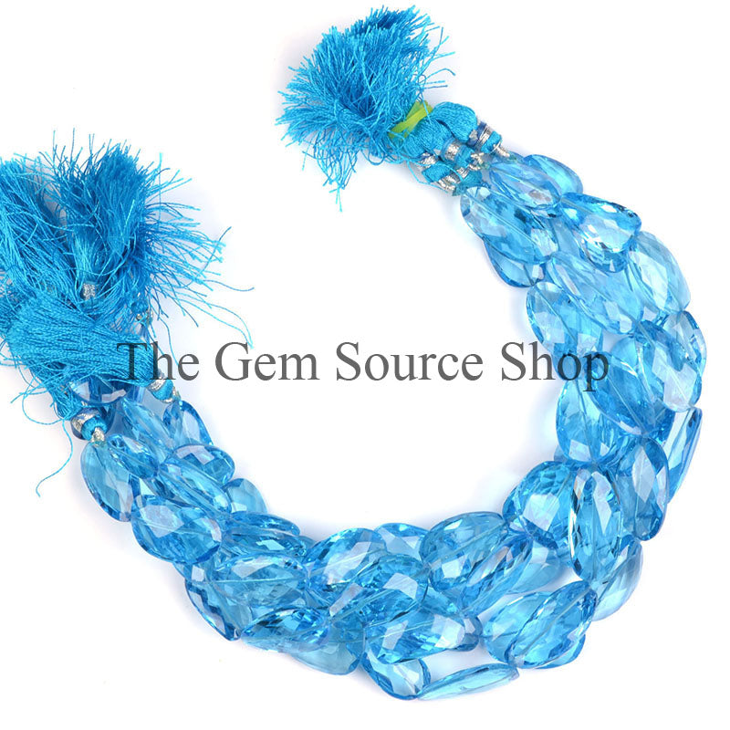 Swiss Blue Topaz Beads, Swiss Blue Topaz Nugget Beads, Faceted Blue Topaz Beads, Gemstone Beads