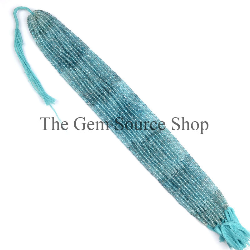 Blue Zircon Shaded Beads, Blue Zircon Faceted Beads, Blue Zircon Rondelle Beads, Gemstone Beads