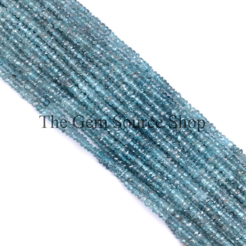 Blue Zircon Shaded Beads, Blue Zircon Faceted Beads, Blue Zircon Rondelle Beads, Gemstone Beads