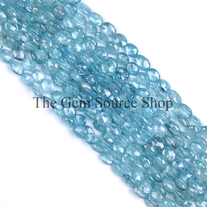 Natural Blue Zircon Beads, Blue Zircon Faceted Beads, Blue Zircon Oval Beads, Gemstone Beads