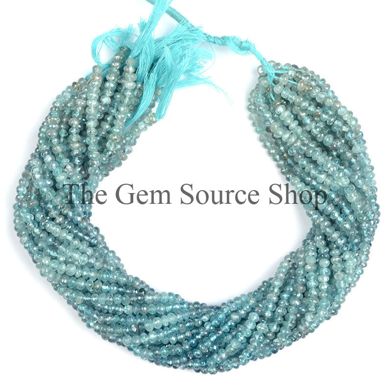 Blue Zircon Shaded Beads, Blue Zircon Faceted Beads, Blue Zircon Rondelle Shape Beads, Gemstone Beads