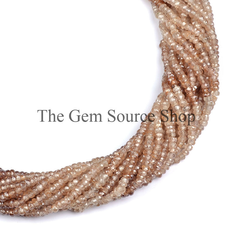 Natural Brown Zircon Beads, Brown Zircon Faceted Beads, Brown Zircon Rondelle Beads, Gemstone Beads