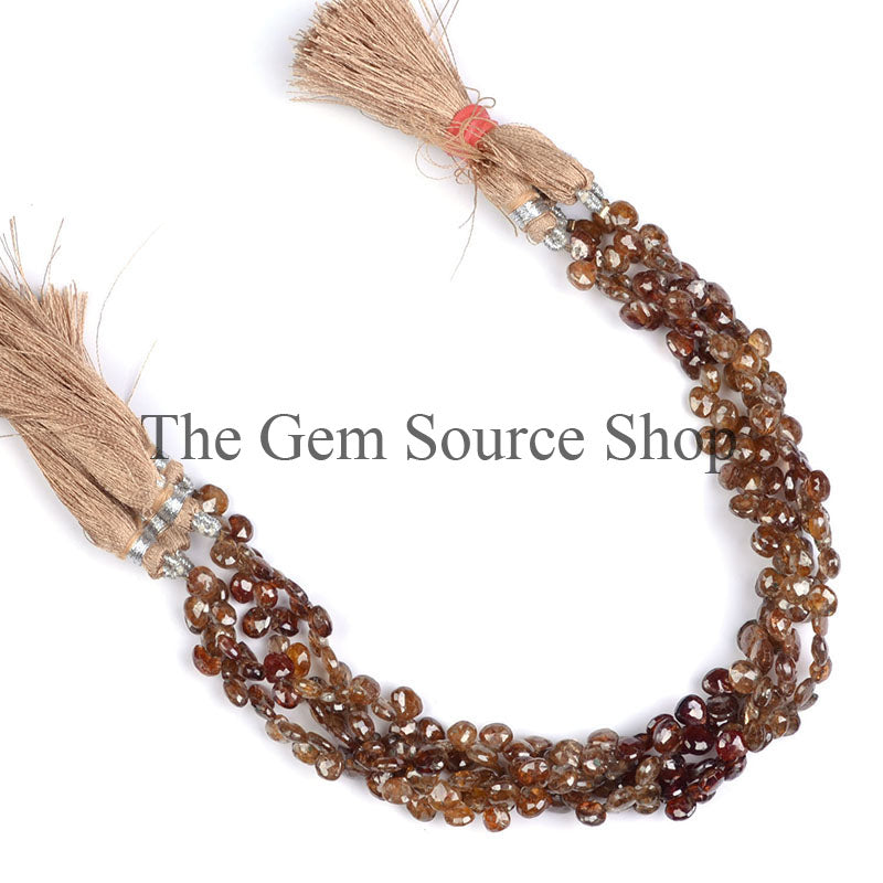 Multi Brown Zircon Beads, Faceted Heart Shape Beads, Side Drill Heart Beads, Brown Zircon Gemstone Beads