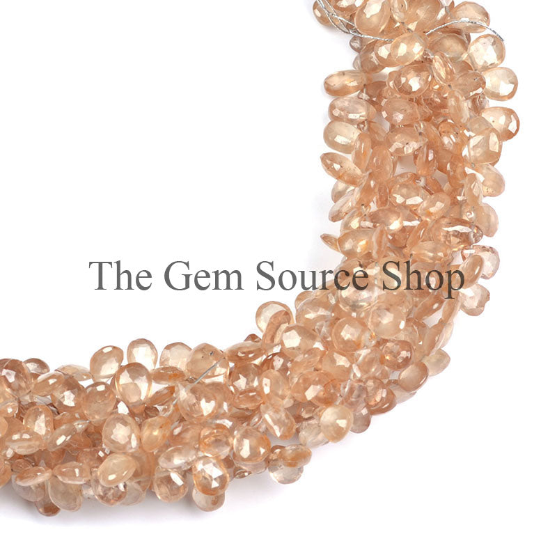 Brown Zircon Beads, Brown Zircon Faceted Beads, Zircon Pear Shape Beads, Zircon Gemstone Beads