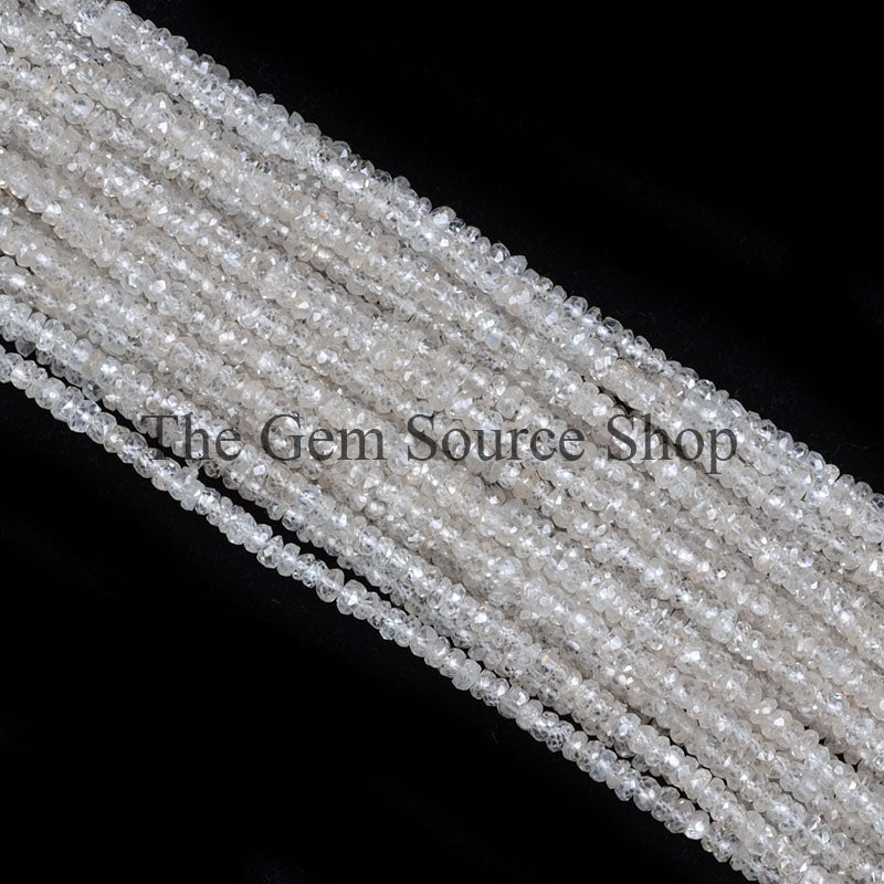 White Zircon Rondelle Loose Beads, TGS-0393