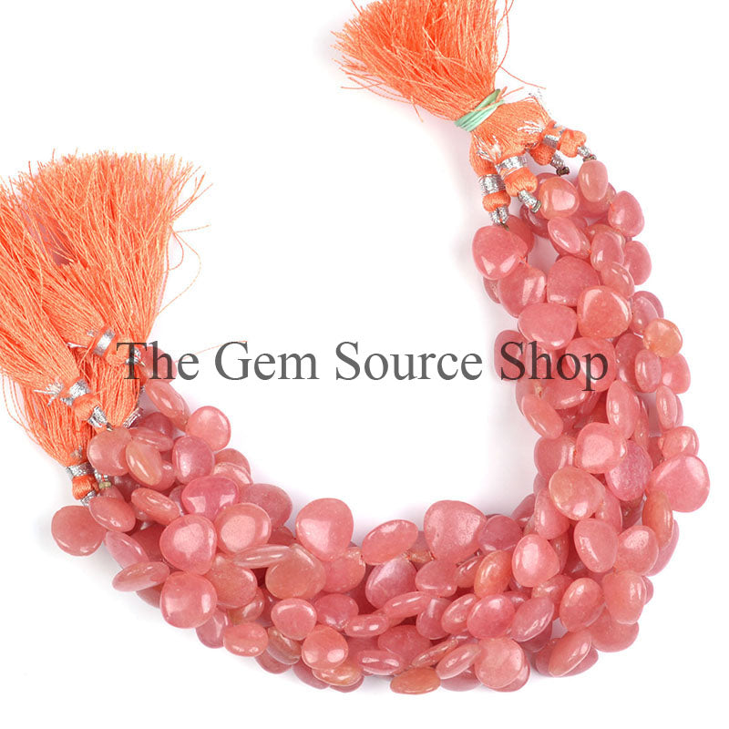 Rhodochrosite Smooth Beads, Plain Heart Shape Beads, Side Drill Heart Beads, Rhodochrosite Beads