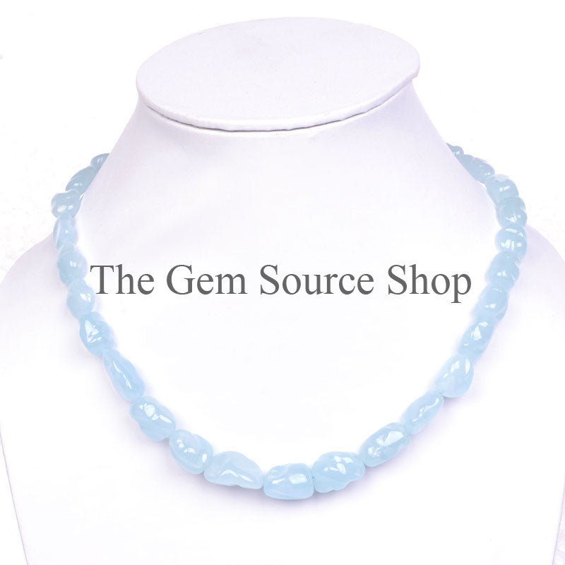 Aquamarine Organic Nugget Necklace, Aquamarine Beads Necklace, Aquamarine Gemstone Necklace
