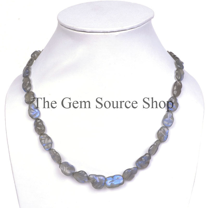 Labradorite Necklace, Labradorite Organic Nuggets Shape Necklace, Labradorite Gemstone Necklace
