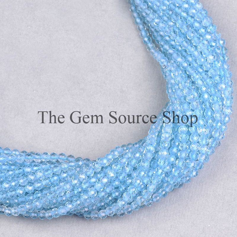 3.5-4MM Sky Blue Topaz Faceted Round Beads, Blue Topaz Briolette Balls, Gemstone Beads