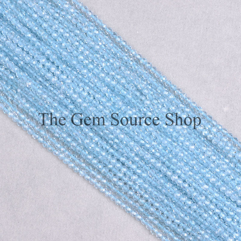 Round Sky Blue Topaz Faceted 2.5mm Loose Beads, TGS-0421